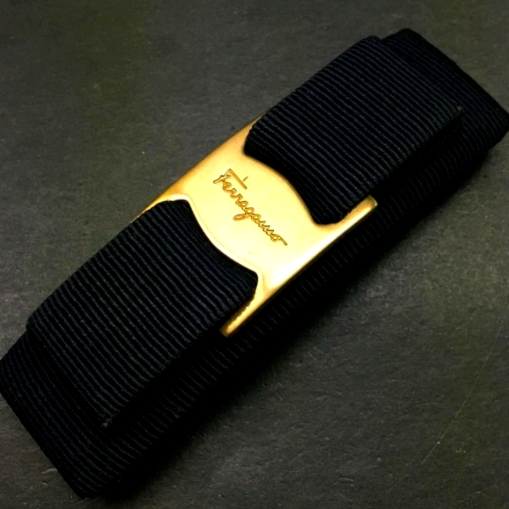 Salvatore Ferragamo Black and Gold Hair Clip